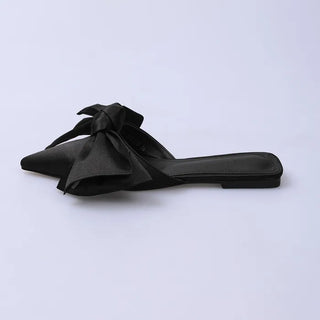 Satin Big Ribbon Mules