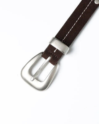 Suede center-stitched double-studded belt