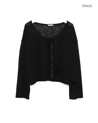 Ribbon knot sheer knit cardigan
