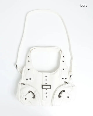 2-Way Belt Studded Leather Big Tote Bag