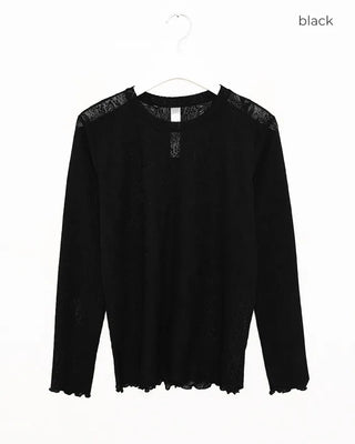 Butterfly Lace See-Through Cut and Sew Top