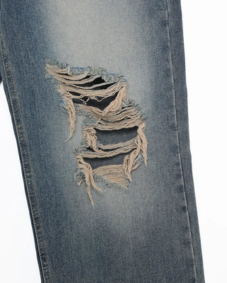 Vintage distressed wide-leg denim pants