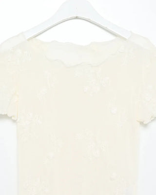Flower Sheer Scallop Short Sleeve T-Shirt