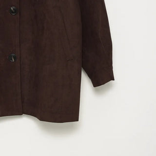 Suede Collar Neck Mid-Length Jacket