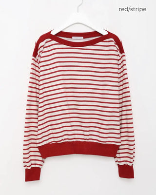 Striped off-shoulder sweatshirt