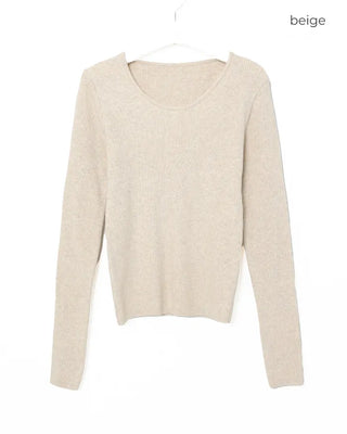 Ribbed U-neck T-shirt