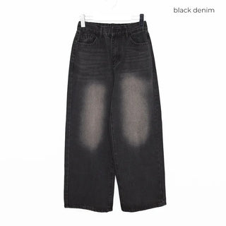 Washed wide denim pants