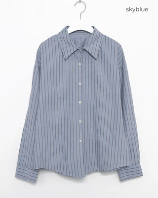 Drop-shoulder double pinstripe shirt