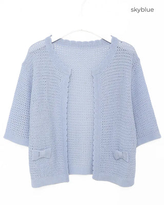 Ribbon Half-Sleeve Cardigan