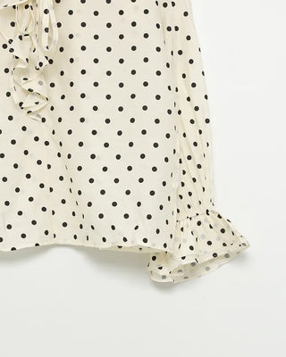Polka dot frill blouse