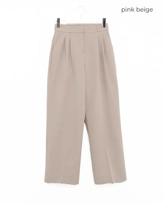 High-waisted banding pintuck slacks