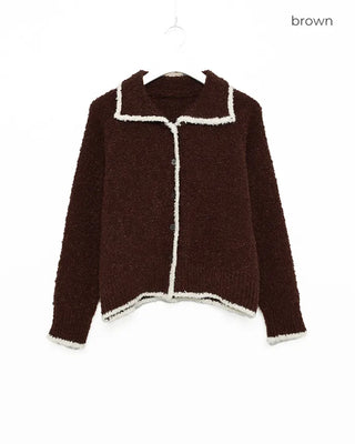 Two-tone oversized knit cardigan