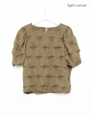 Embossed puff blouse