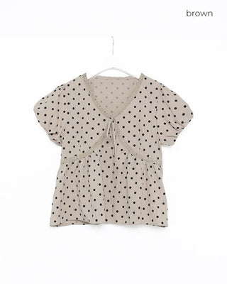 Polka Dot Ribbon Blouse