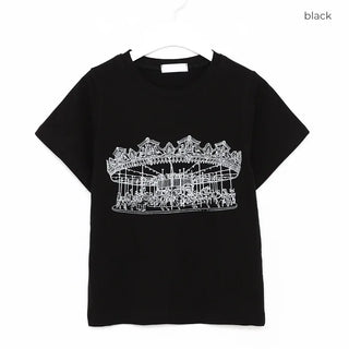 Merry-go-round print short-sleeved T-shirt
