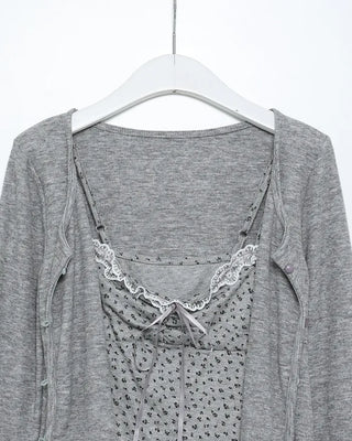 Flower camisole & cardigan set