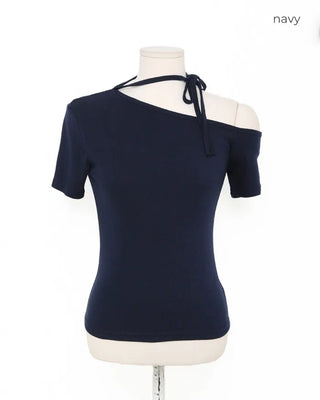 One-off halter strap half-sleeve T-shirt
