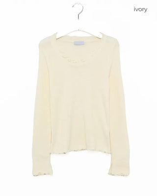 Wave puff knit T-shirt