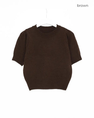 Puff Basic Round Neck Short Sleeve Knit