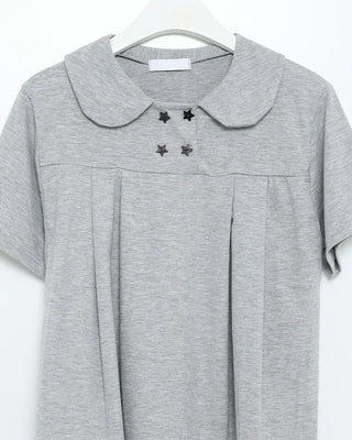 Star Double Button Round Neck Half T-Shirt