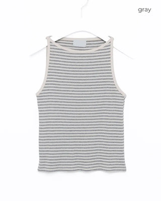 Boat neck striped sleeveless