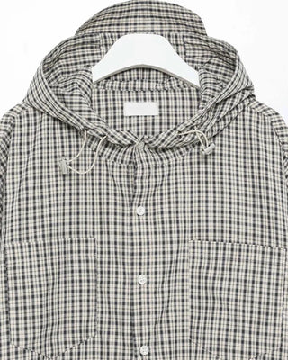 Gingham check oversized hoodie shirt
