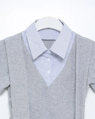 Tie-layered short-sleeved shirt