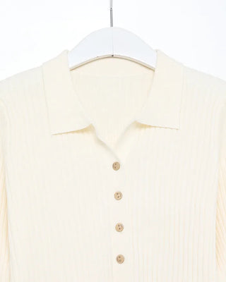 Ribbed collar button slim cardigan