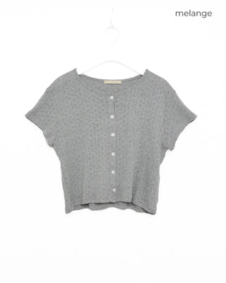 Flower punched short-sleeved cardigan
