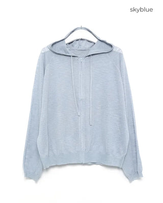 See-through hooded zip-up