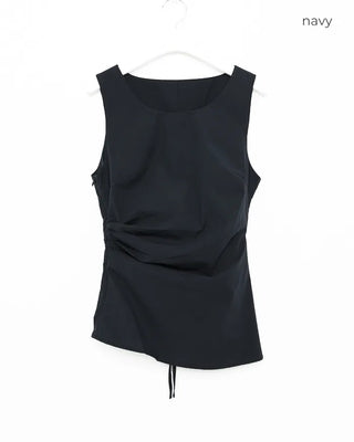 Shirred sleeveless blouse