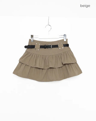 Belted frill can-can mini skirt