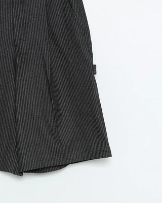 (Unisex) Striped Black Denim Loop Bermuda Pants