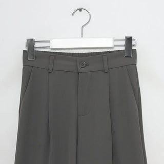 Pleated straight-leg slacks