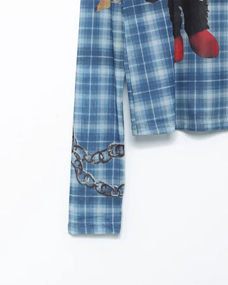 Unique Print Tartan Check Long T-Shirt