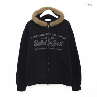 Lettering Hooded Zip-Up