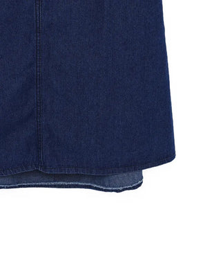 Back-slit denim long dress