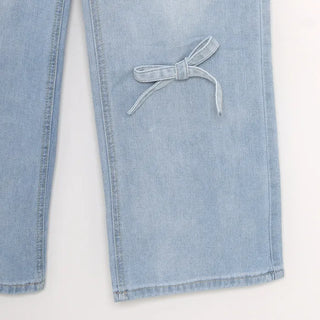 Ribbon denim pants