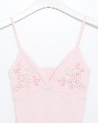 Flower bead lace V-neck camisole