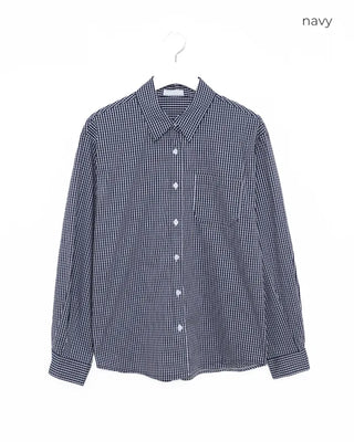 One-pocket gingham check shirt