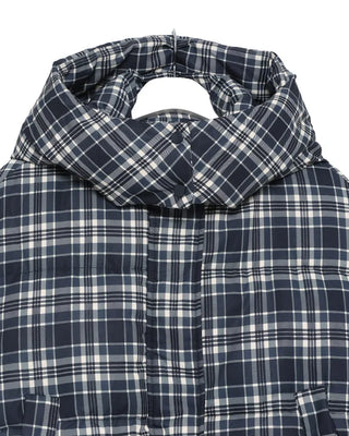 Tartan check hooded short down jacket