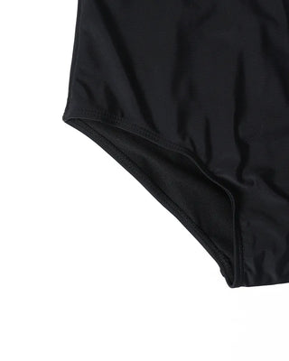 Bust-gathered slit one-piece swimsuit