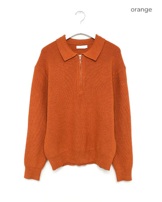 Half-neck zip-up collar knit