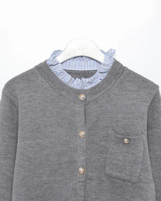Frill-point button cardigan