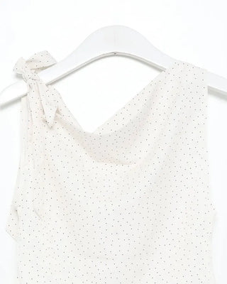 One-shoulder polka dot sleeveless top