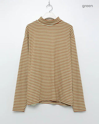 Turtleneck striped long-sleeve T-shirt