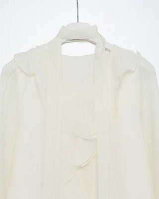 Strap V-neck shirred blouse