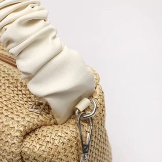 Shirred rattan square bag