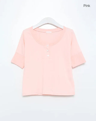 Henley Neck Layered T-Shirt