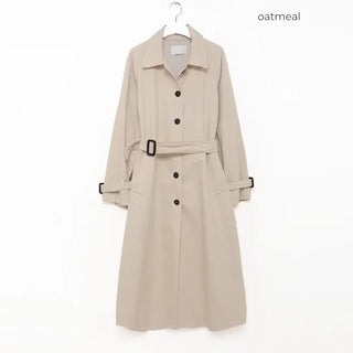 Single-breasted long trench coat